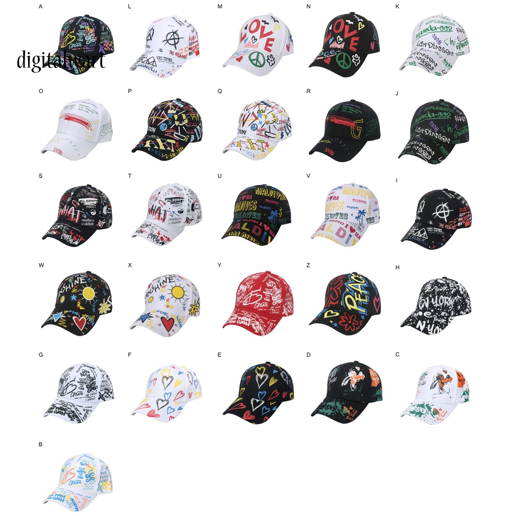 Kỹ Thuật Số| Mũ Lưỡi Trai Thể Thao Chống Nắng Vành Rộng Thoáng Khí In Họa Tiết Graffiti Có Thể Điều Chỉnh Cho Nam Và Nữ
