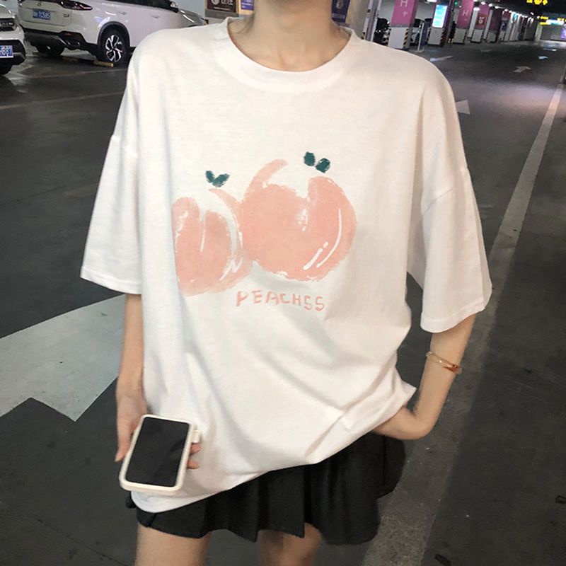 COZOK Áo Thun Tay Ngắn Dáng Rộng In Chữ Thời Trang