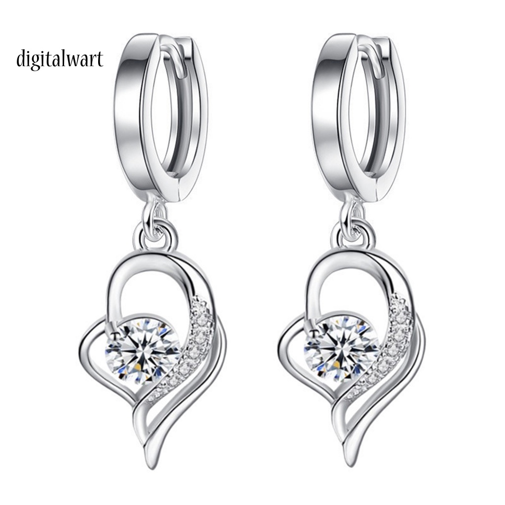 Kỹ Thuật Số| 1 Đôi Bông Tai Hình Trái Tim Đính Pha Lê Lấp Lánh Chất Lượng Cao Dành Cho Nữ