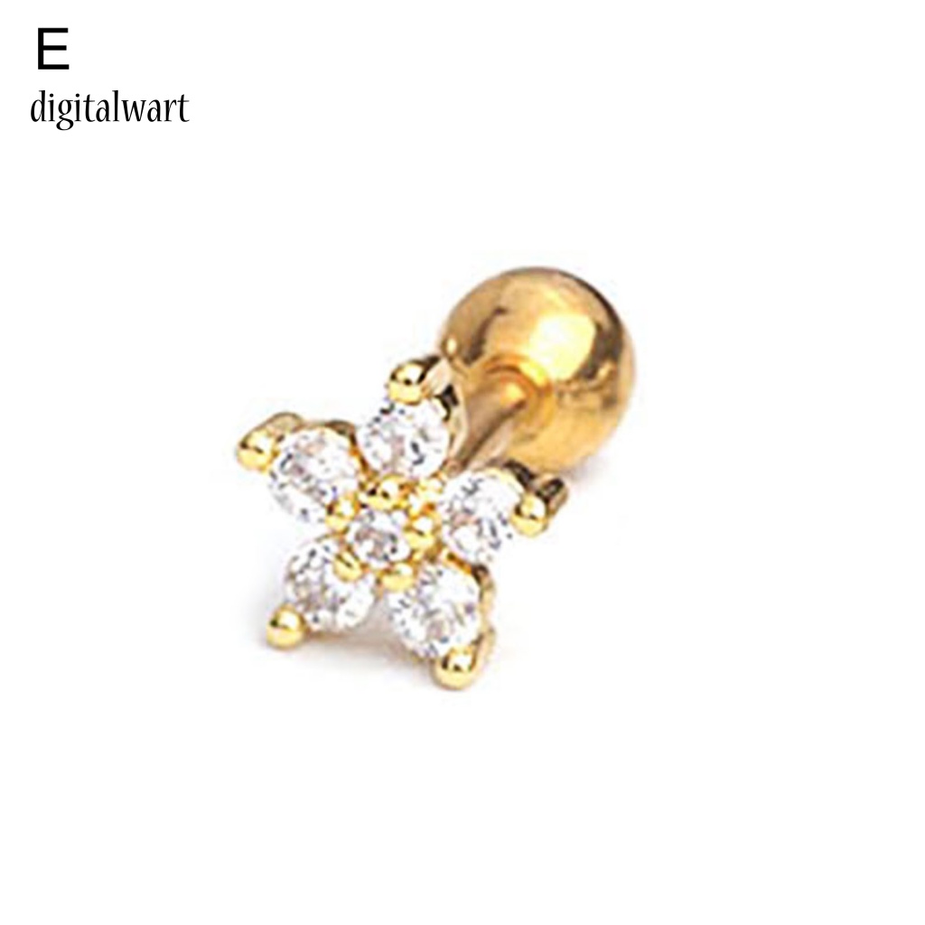 Kỹ Thuật Số| 1 Khuyên Tai Hình Hoa Đính Đá Zircon Bằng Thép Không Gỉ