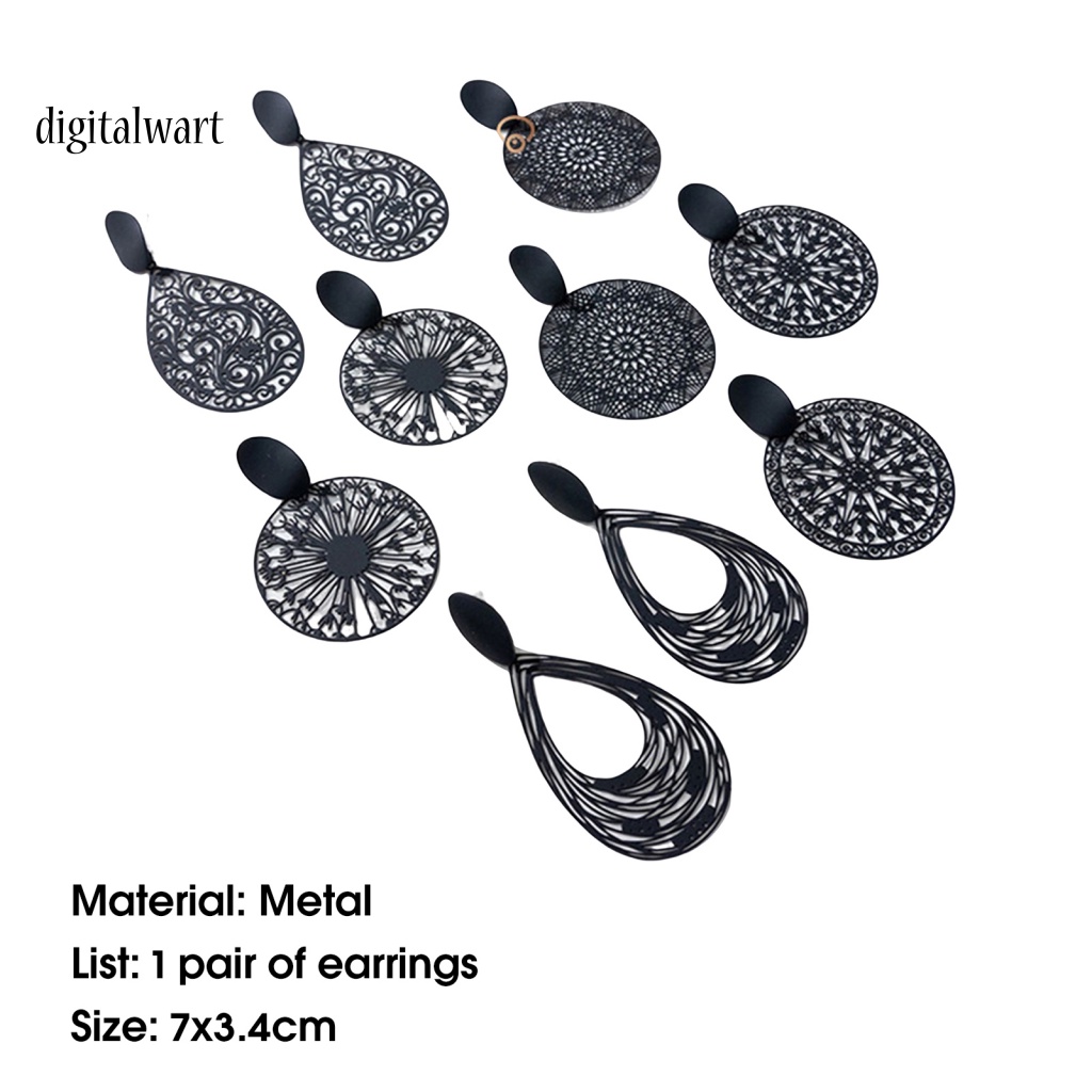 Kỹ Thuật Số| 1 Đôi Bông Tai Dáng Dài Màu Đen Nhám Phong Cách Retro