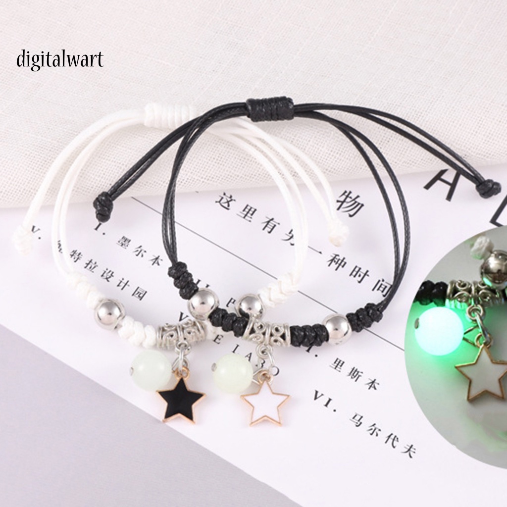 Kỹ Thuật Số| 1 Cặp Vòng Tay Tình Bạn Mặt Hình Học Phát Quang Có Thể Điều Chỉnh Kích Thước