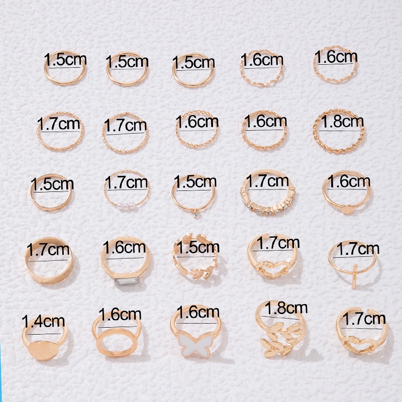 Set 25 Nhẫn Đeo Tay Kim Loại Phong Cách Bô-Hem Thời Trang Nữ