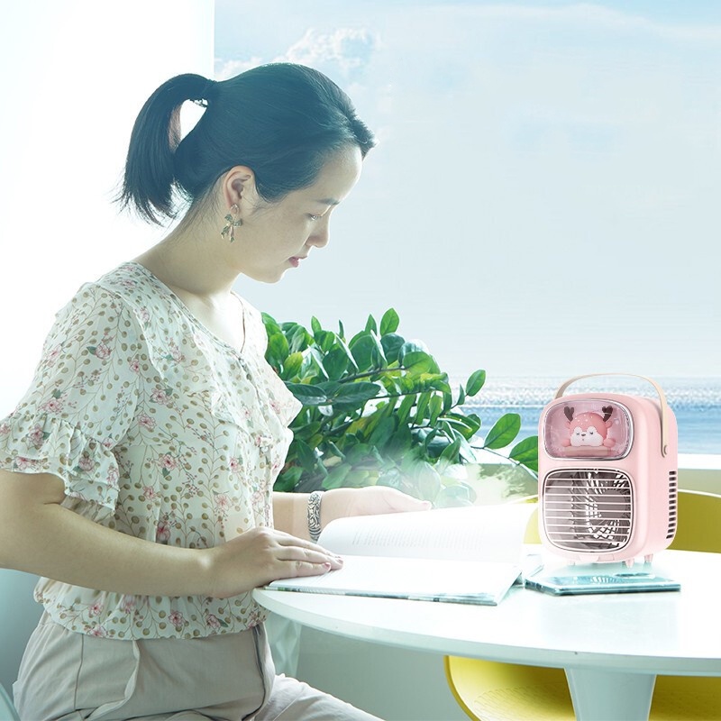 Quạt Điều Hoà Hơi Nước Mini Sạc Pin GP4706 Giảm Ngay 10-15 độ, Phun Hơi Nước Bù Ẩm - Hàng Bảo Hành 12 Tháng