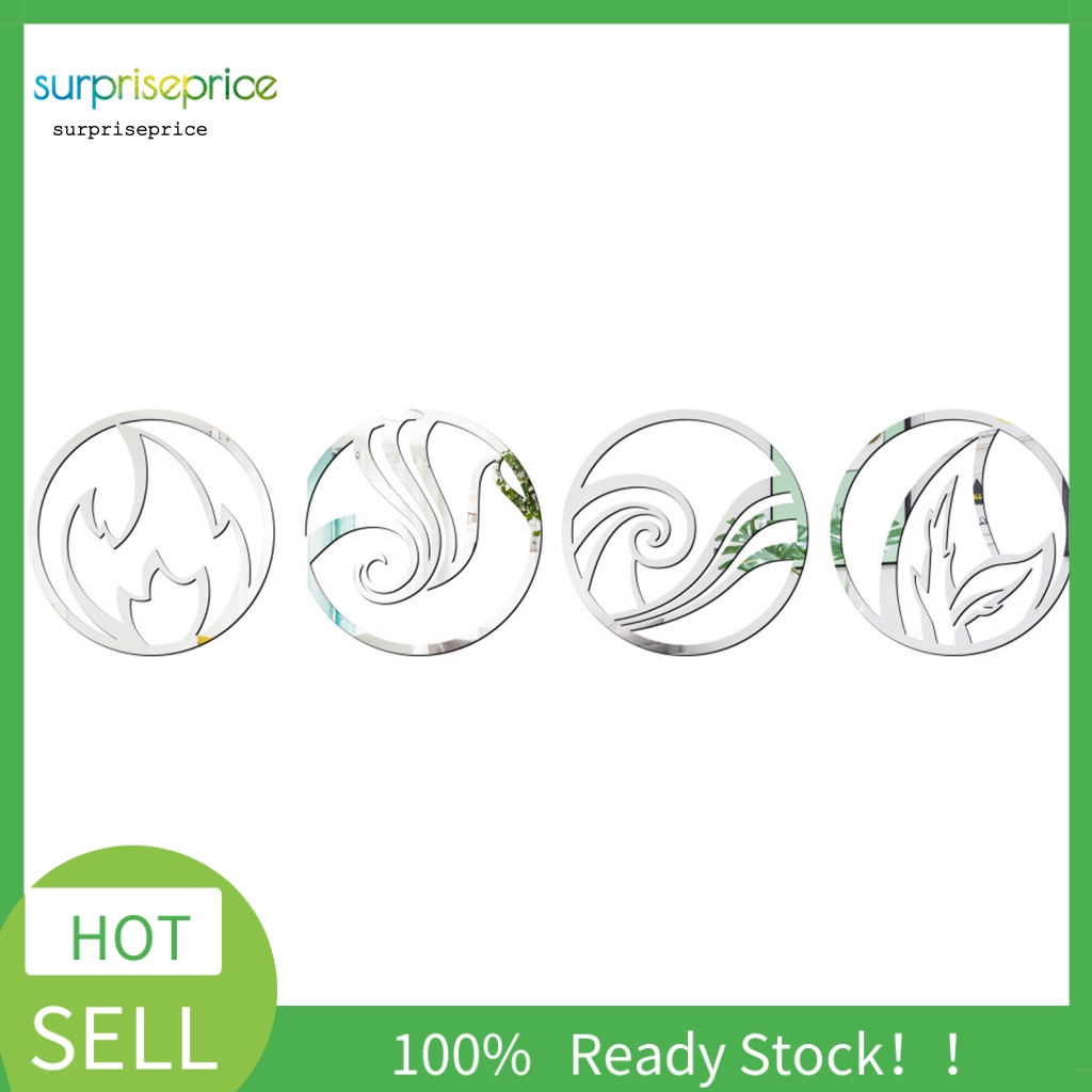 Bộ 4 Miếng Dán Tường Bằng Acrylic Tráng Gương 3D Có Thể Tháo Gỡ Dùng Trang Trí Nhà Cửa