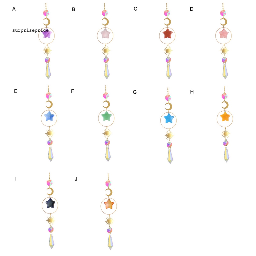 Dreamcatcher Hình Mặt Trời / Ngôi Sao / Mặt Trăng Màu Cầu Vồng Lấp Lánh Treo Trang Trí Sân Vườn