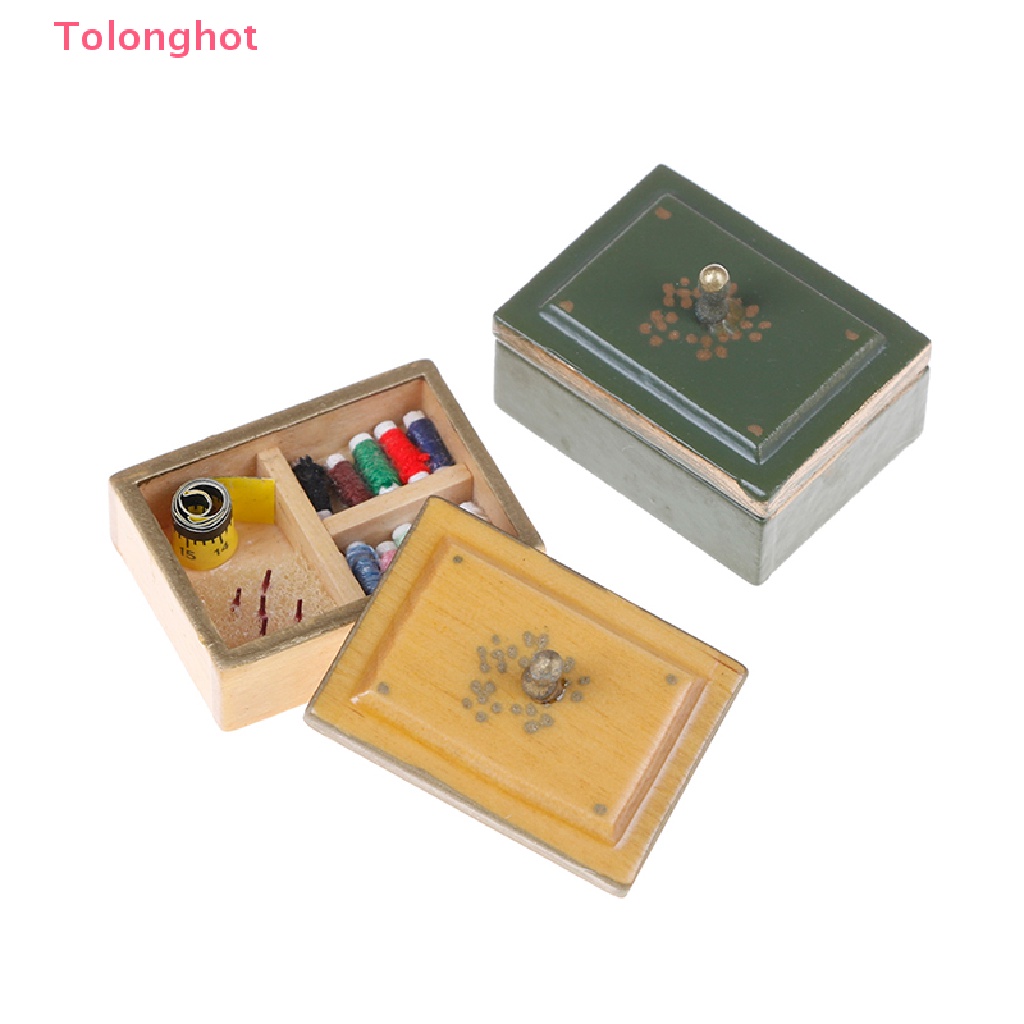 Hộp May Đồ Thu Nhỏ 1: 12 Có Nắp Phong Cách vintage Trang Trí Nhà Búp Bê