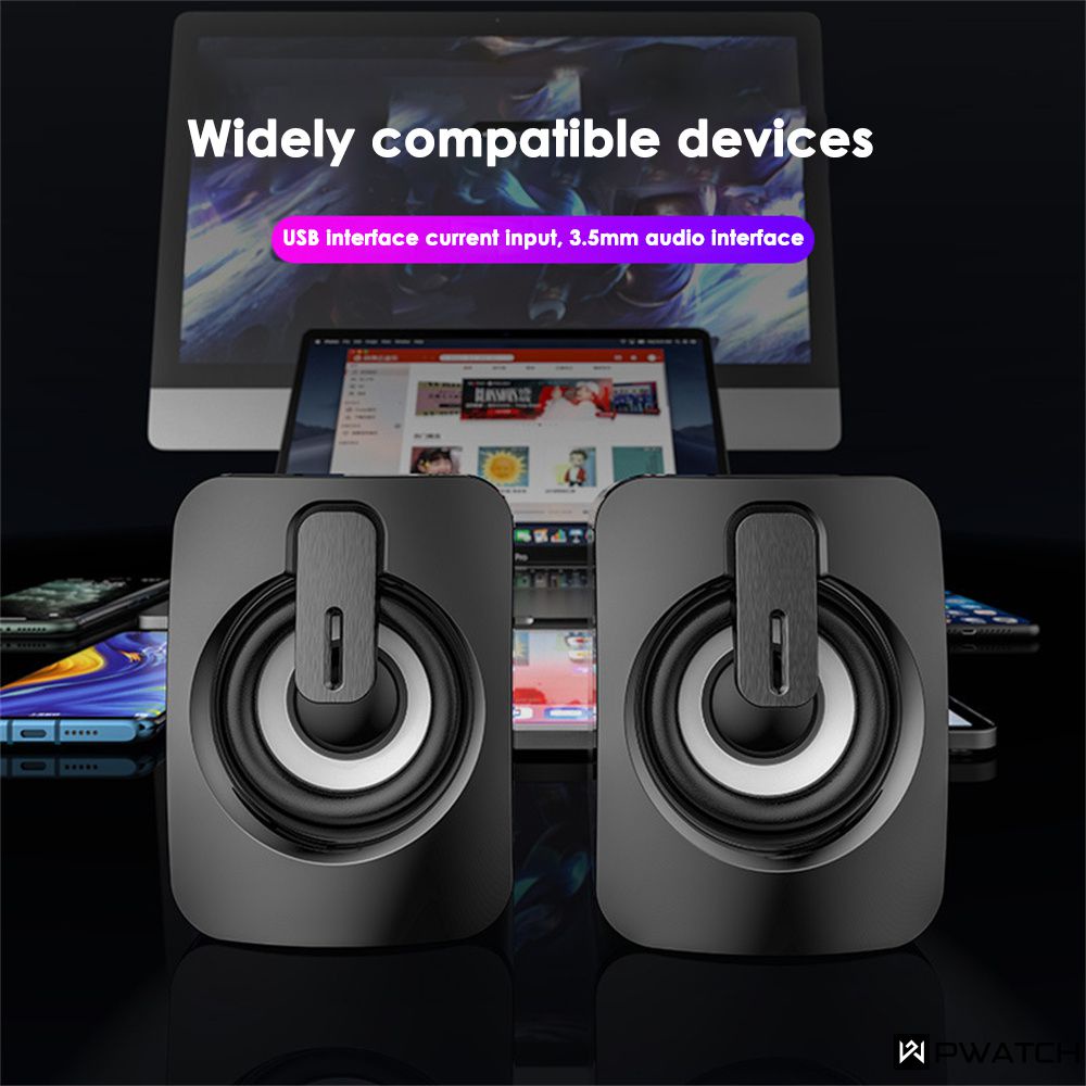 1 Cặp Loa Máy Tính Loa Có Dây Usb Âm Thanh Để Bàn Rgb Hộp Âm Thanh Máy Vi Tính Micrô Âm Thanh Nổi Hifi Có Đèn Led Cho Máy Tính Để Bàn 【Pwatch】