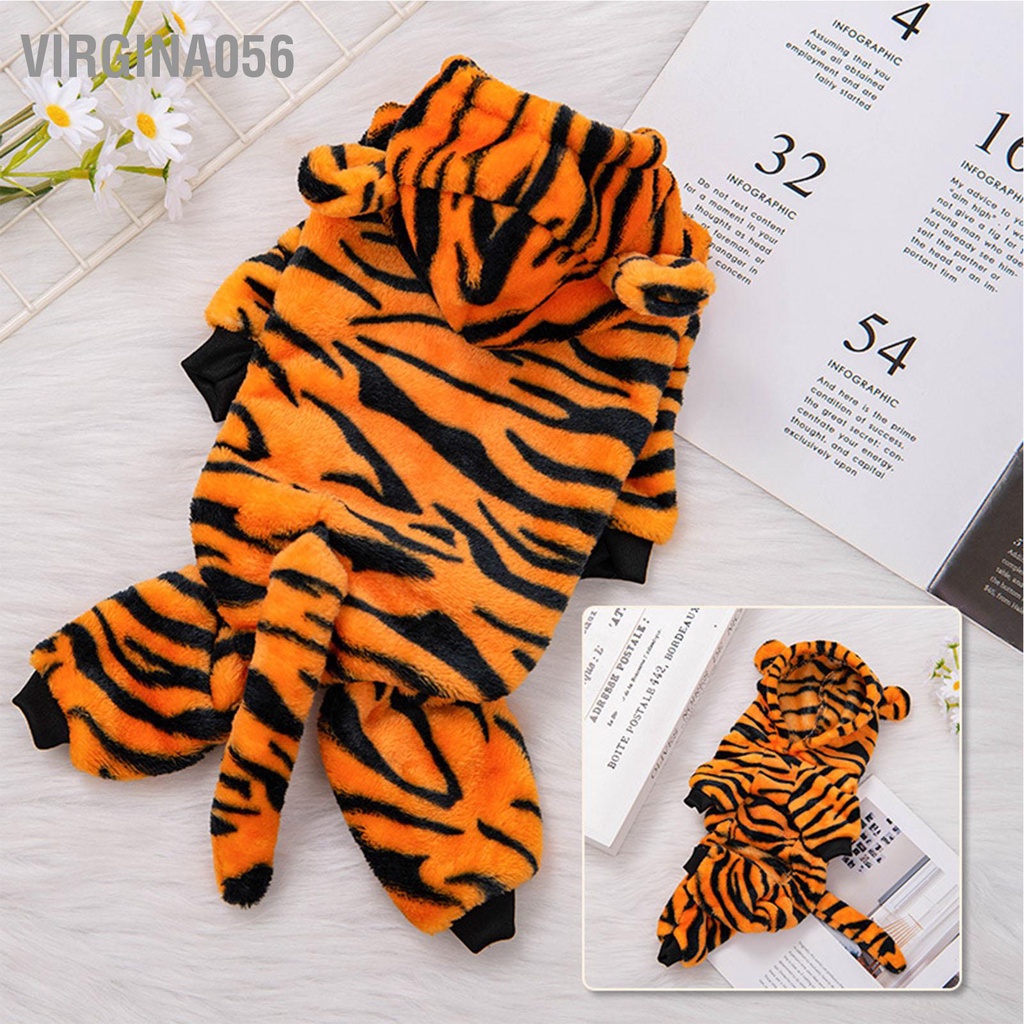 Virgina056 Chó Hổ Áo Hoodie Đáng Yêu Thú Cưng Thoải Mái Thu Đông Trang Phục Quần Cho Nhỏ Mèo