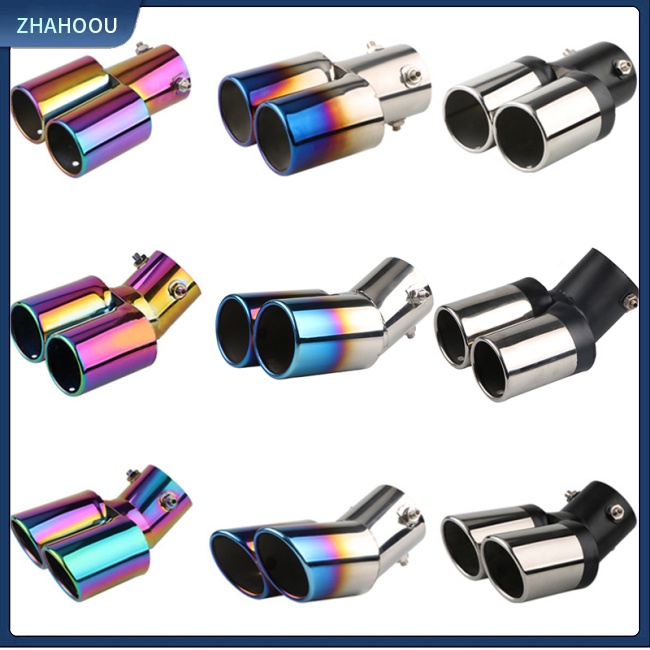☃Phụ Kiện Trang Trí Nhà Cửa Độc Đáo Sáng Tạo☃ Ống Xả Khí Thải Giảm Thanh Hai Đầu Bằng Thép Không Gỉ Cho Xe Hơi