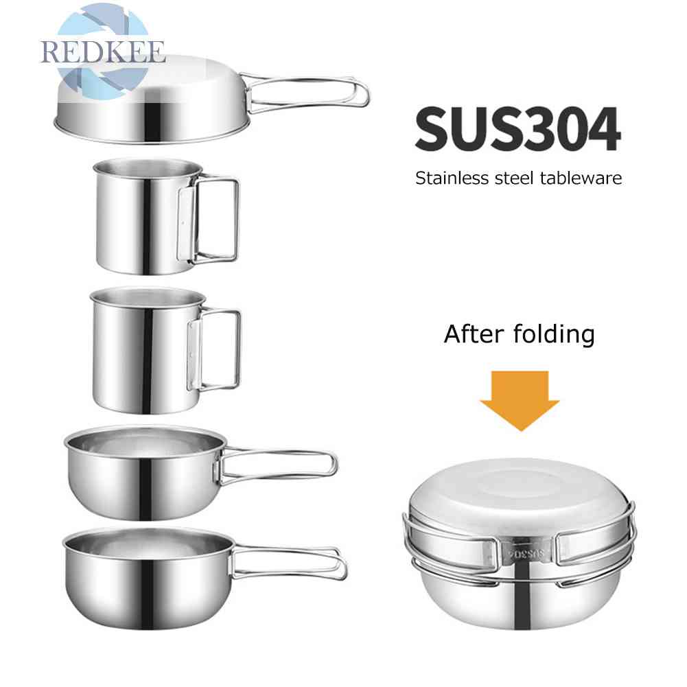 Bộ 5 Dụng Cụ Nấu Ăn Chống Mòn Có Thể Gấp Gọn Tiện Dụng Mang Theo Du Lịch