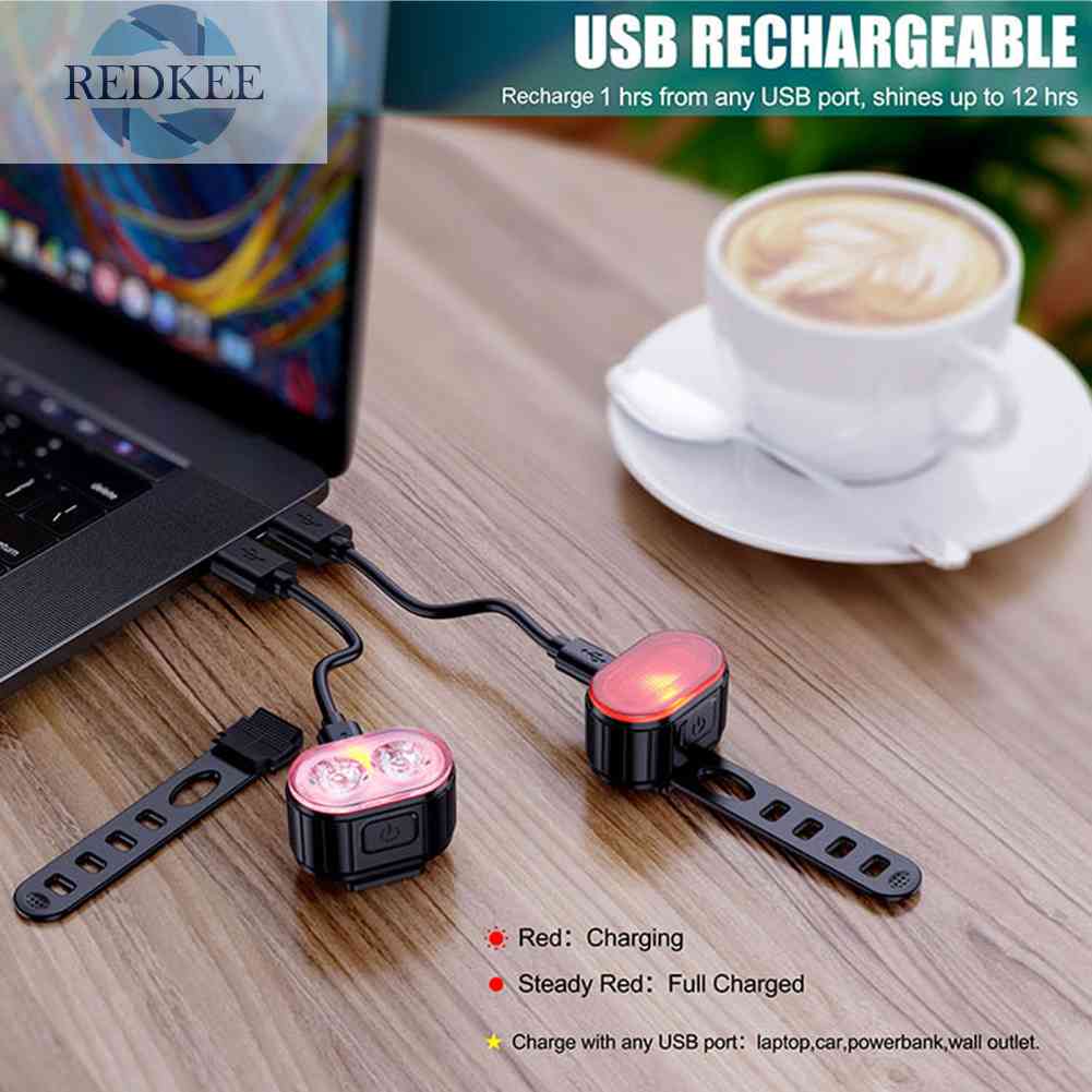 Set 6 Đèn LED Chống Thấm Nước Sạc USB Cho Xe Đạp