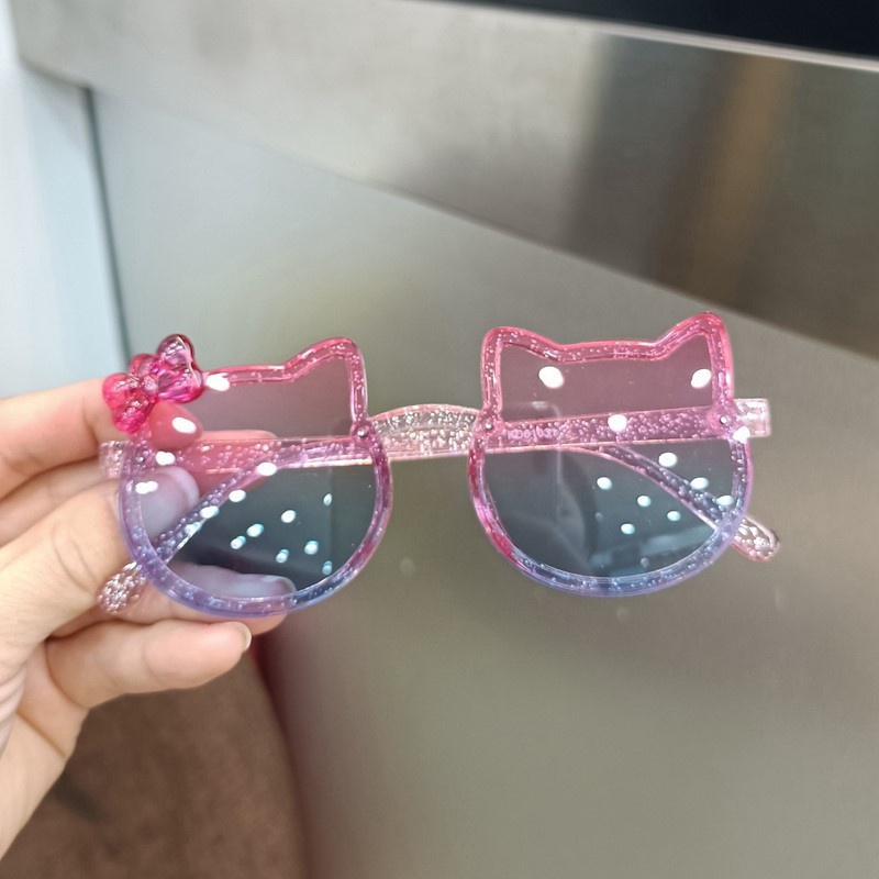 Kính Mát Gọng Silicon Mềm Chống Tia UV Hình Hello Kitty Dễ Thương Cho Bé Gái YR