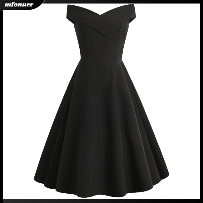 Đầm Dự Tiệc Dáng Xòe Không Tay Eo Cao Màu Trơn Thanh Lịch Thời Trang Cho Nữ