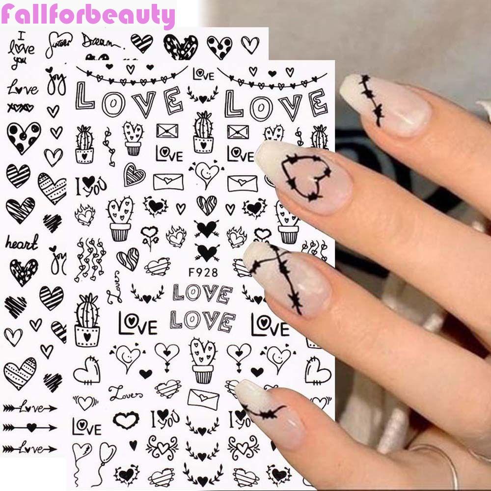 Miếng Dán Trang Trí Móng Tay Hình Trái Tim / Nơ / Xương Rồng Xinh Xắn