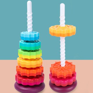 Rainbow Tower Stack đồ chơi Spin Spin Tower Builds Stack Ring cho trẻ em