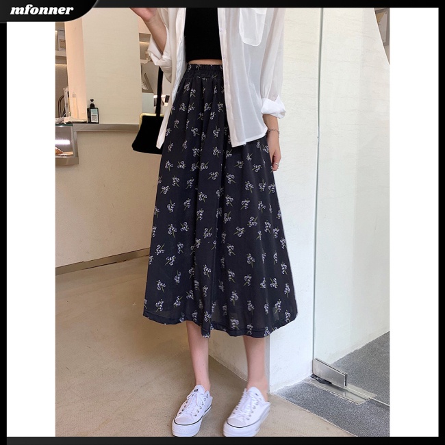 Chân Váy Xếp Ly Lưng Cao Co Giãn In Họa Tiết Hoa Thời Trang Mùa Hè Dành Cho Nữ