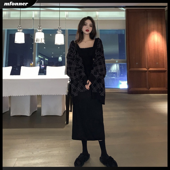 Áo Khoác Cardigan Dệt Kim Tay Dài Đính Nút Thiết Kế Thanh Lịch