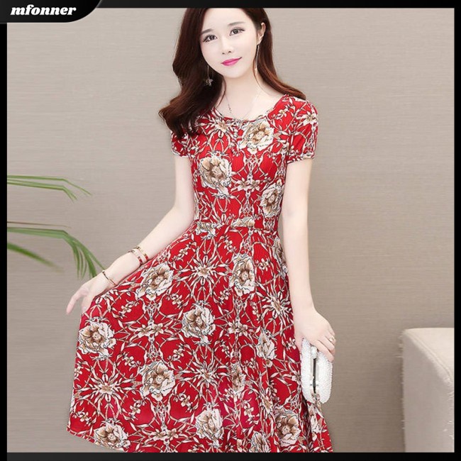 Đầm Dài Mỏng Tay Ngắn In Họa Tiết Hoa Thời Trang Mùa Hè Cho Nữ