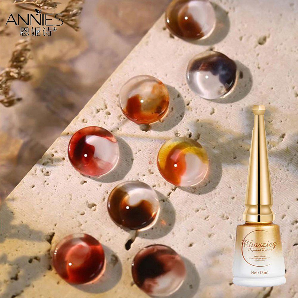 ♕Charzieg Gel Sơn Móng Tay Màu Hổ Phách Caramel Mùa Thu Đông Gel Quang Trị Liệu Màu Ấm Trong Suốt Làm Móng Cho Cửa Hàng Làm Móng Nội Thất 8 Màu