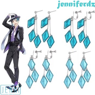 JENIFERDZ Fashion The Little Mermaid Earrings Cosplay Drop Earrings Anime Twisted Wonderland Earrings Women Ear Clip Tassel Jewelry Geometric Acrylic Floyd Clip Earrings/Multicolor