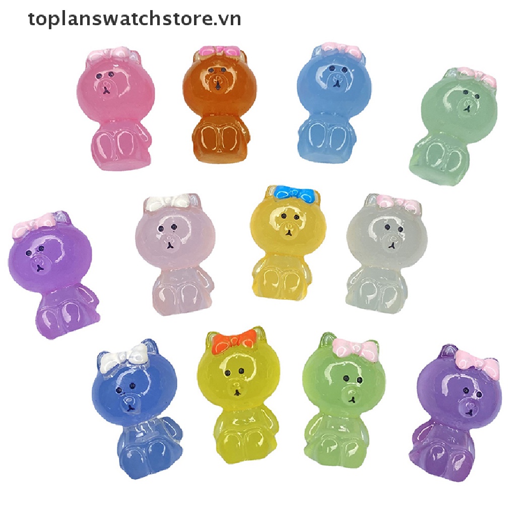 Set 2 Gấu Bông Mini Bằng Nhựa Resin Phát Quang Dễ Thương Trang Trí Nhà Cửa / Xe Hơi