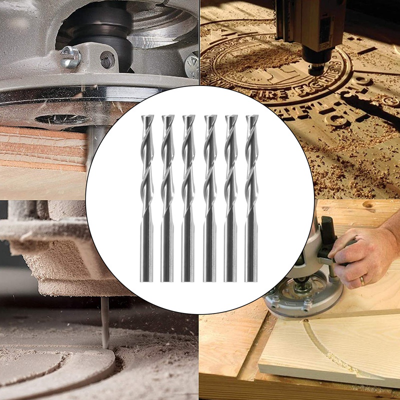 10x 1 '8 inch 3.175mm cacbua CNC đôi hai ống xoắn ốc Bits End Mill Bộ định tuyến 22mm