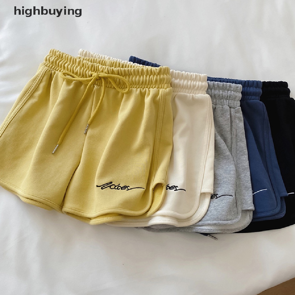 Quần Short Lưng Thun Dây Rút Thêu Chữ Belle Thời Trang Cho Nữ