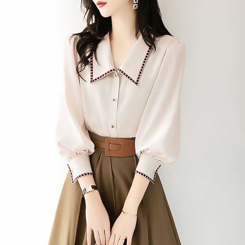 Áo Sơ Mi Chiffon Tay Dài Phồng Thời Trang Mùa Thu Kiểu Pháp Mới Cho Nữ
