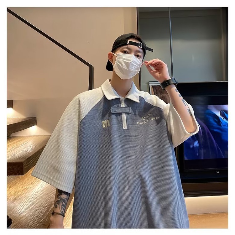 Áo polo Tay Ngắn Dáng Rộng Phong Cách Thời Trang Nhật Bản Cho Nam Giới