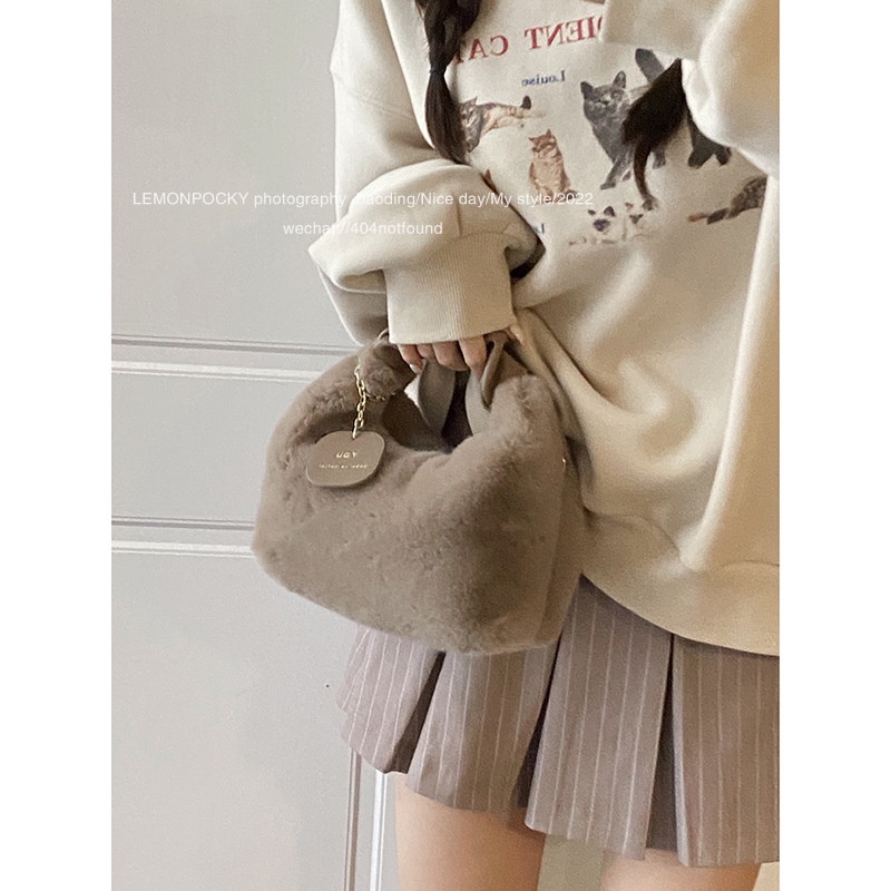 Túi Xách Đeo Vai Phủ Bông Phong Cách Hàn Quốc Đơn Giản Dành Cho Nữ