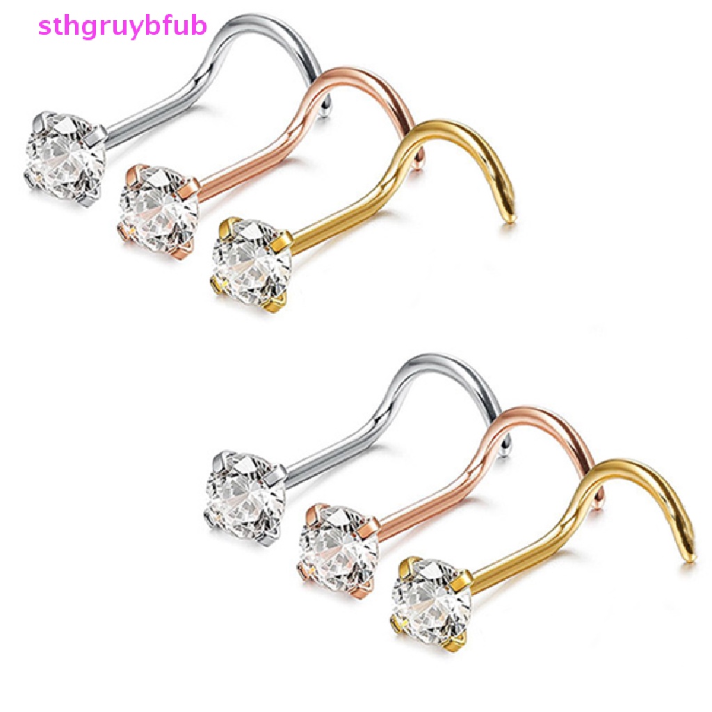 1 Khuyên Mũi Bằng Thép Không Gỉ Đính Pha Lê Thời Trang