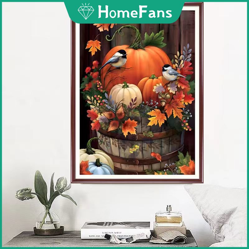 Bộ Tranh Đính Đá 5D Tự Làm 30x40cm / 40x50cm / 50x70cm Hình Chim Bí Ngô Mùa Hè Trang Trí Tường