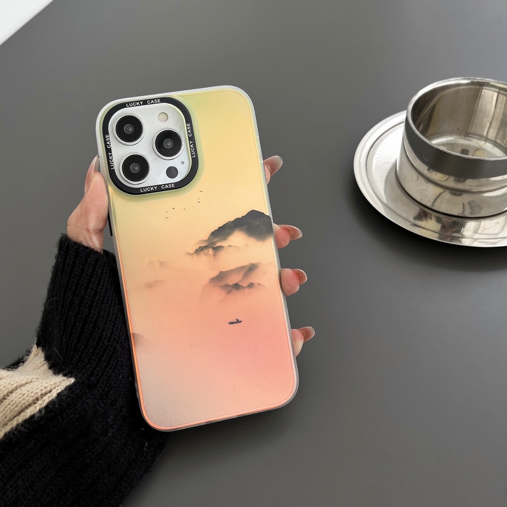 Ốp Điện Thoại TPU Silicon Mềm Chống Sốc Chống Rơi In Họa Tiết Phong Cảnh Dành Cho iPhone 14 13 12 PRO MAX