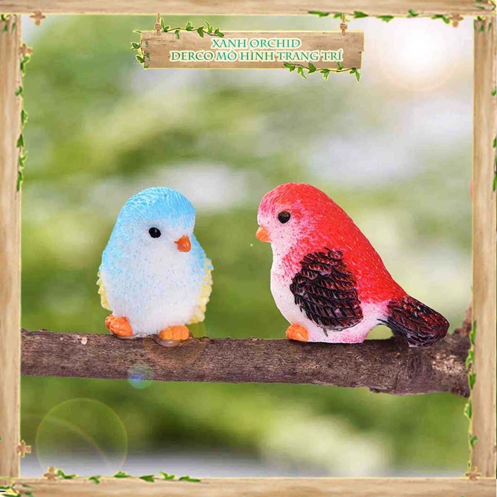 Mô Hình Tiểu Cảnh "Chim sẻ 8 sắc màu Mini " Trang Trí Sen Đá, Sân Vườn/ Chậu Cây, DYI, Terrarium
