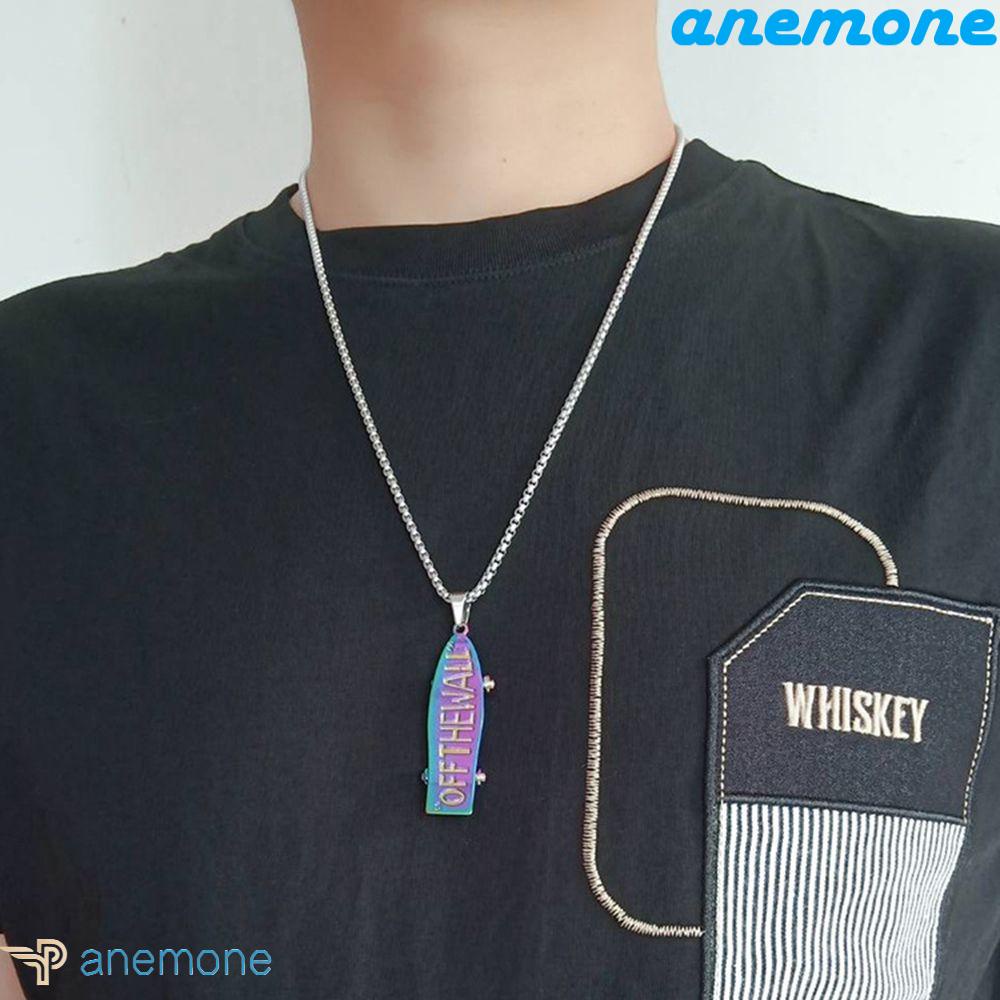 Vòng cổ Mặt Ván Trượt In Chữ ANEMONE Kiểu Hip-Hop Cá Tính|Vòng cổ Phong Cách Hàn Quốc Cá Tính Cho Nam Nữ