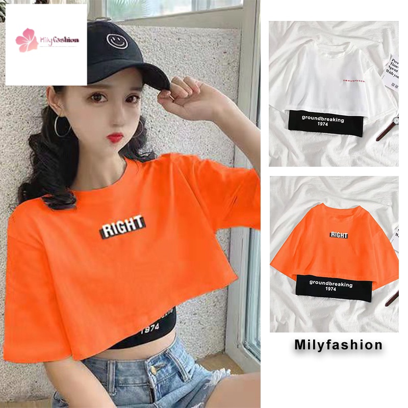 Bộ Áo Thun Ngắn Tay + Áo tank top Màu Đen Thời Trang Trẻ Trung