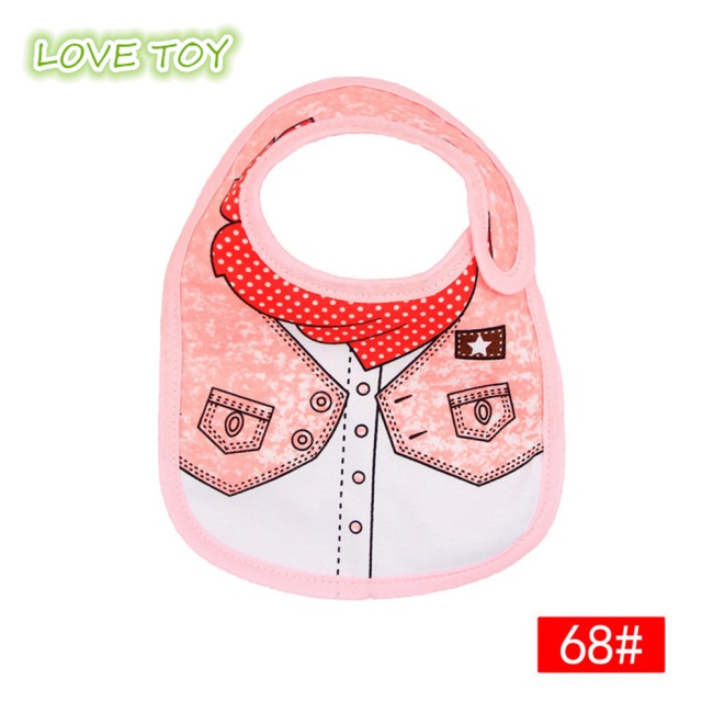 Yếm Ăn Cotton 3 Lớp Chống Nước In Họa Tiết Hoạt Hình Xinh Xắn Dành Cho Các Bé