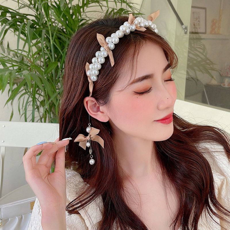 Băng Đô Cài Tóc Đính Nơ Và Ngọc Trai Thời Trang Y5ie T1096