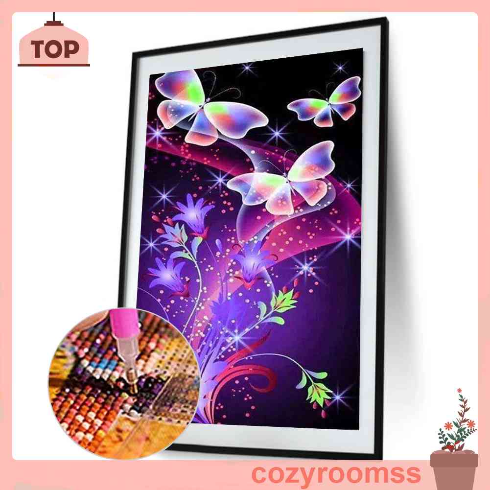 Tranh Đính Đá Kim Cương Toàn Bộ 5D DIY Hình Vẽ Bướm