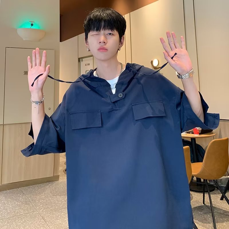 Áo Hoodie Ngắn Tay Dáng Rộng Thời Trang Dành Cho Nam