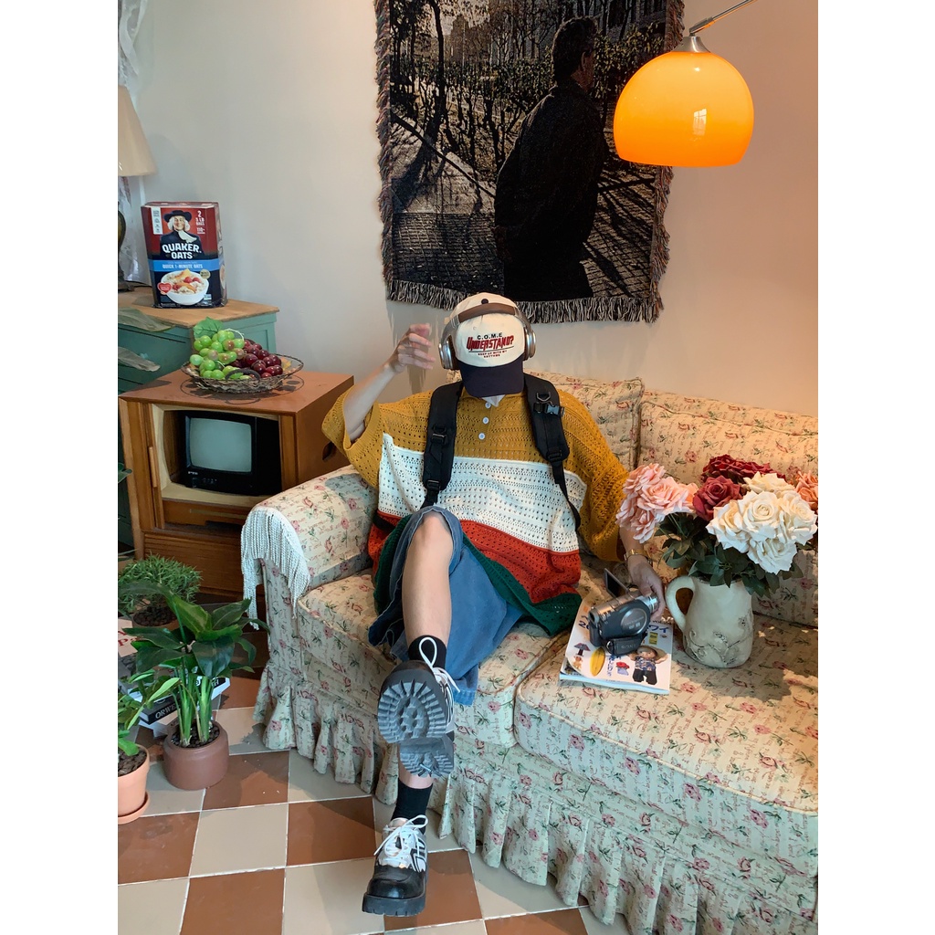 Áo Thun POLO Dệt Kim Ngắn Tay Họa Tiết Kẻ Sọc Nhiều Màu Sắc Thời Trang Cho Nam