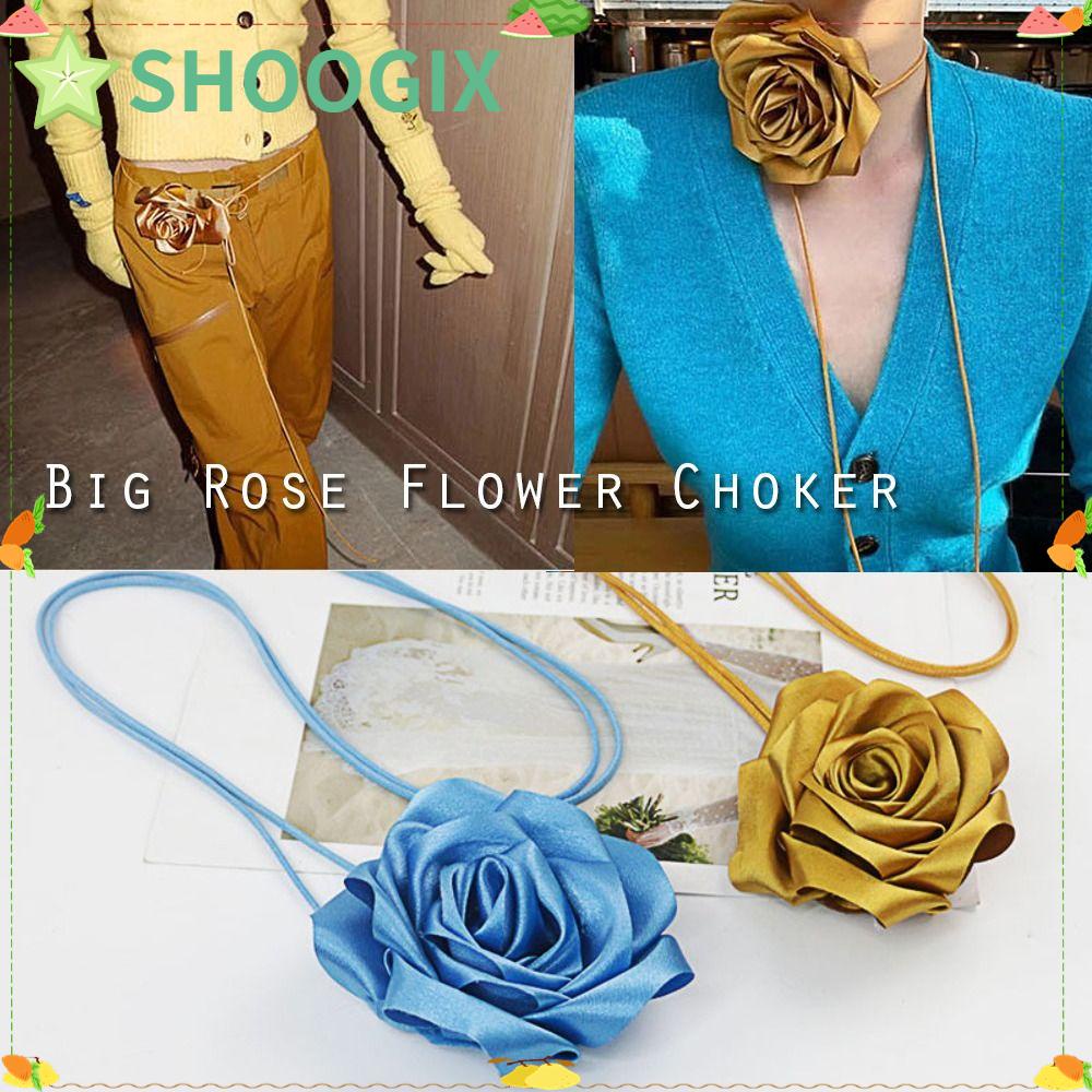 Vòng Cổ Choker Y2K Mặt Hoa Hồng Lớn Thanh Lịch Cho Cô Dâu