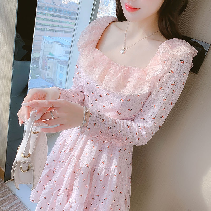 Đầm Công Chúa Nhỏ Ôm Dáng Phối Ren Bèo Màu Hồng Ngọt Ngào Xinh Xắn Cho Nữ