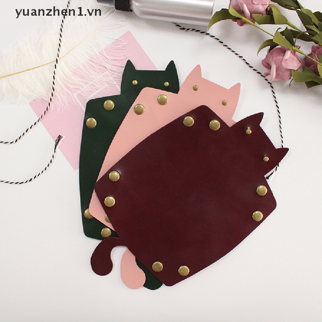 1 Khay Đựng Đồ Dùng Bằng Da Hình Mèo Dễ Thương