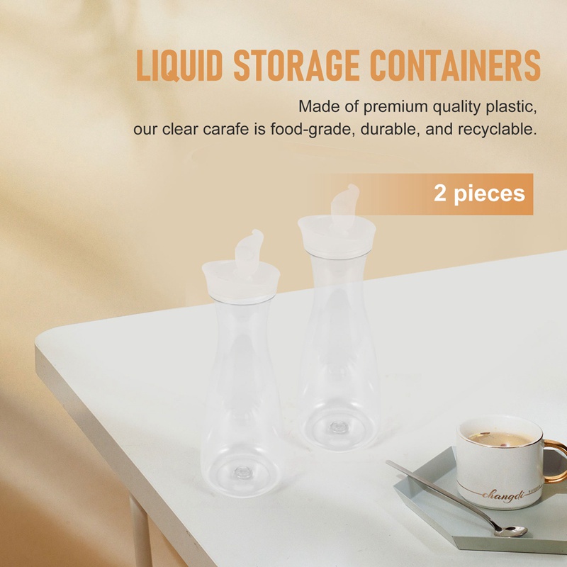 Bộ 2 Bình Đựng Nước Ép Nắp Lật Màu Trắng Bằng Nhựa Cấp Thực Phẩm Chống Vỡ Có Thể Tái Sử Dụng