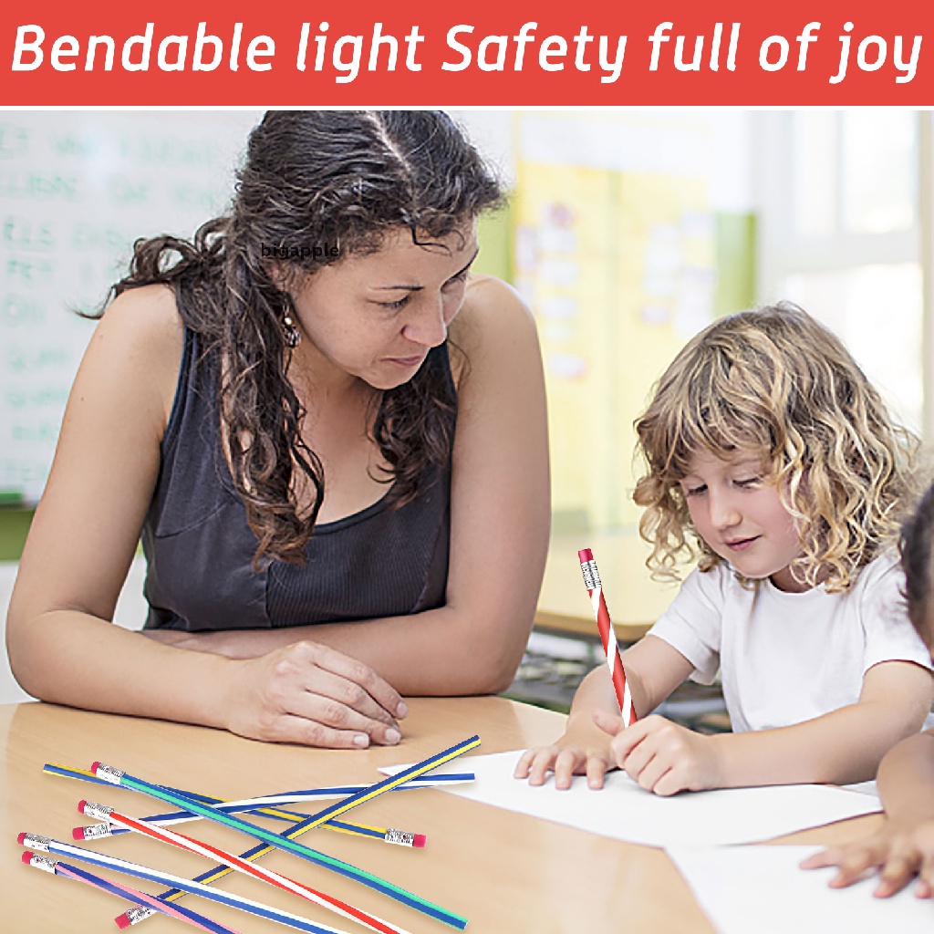 Bigapple Bút Chì Kẻ Sọc Mềm Dẻo Uốn Cong Linh Hoạt Nhiều Màu Sắc RDG Cho Trẻ Em