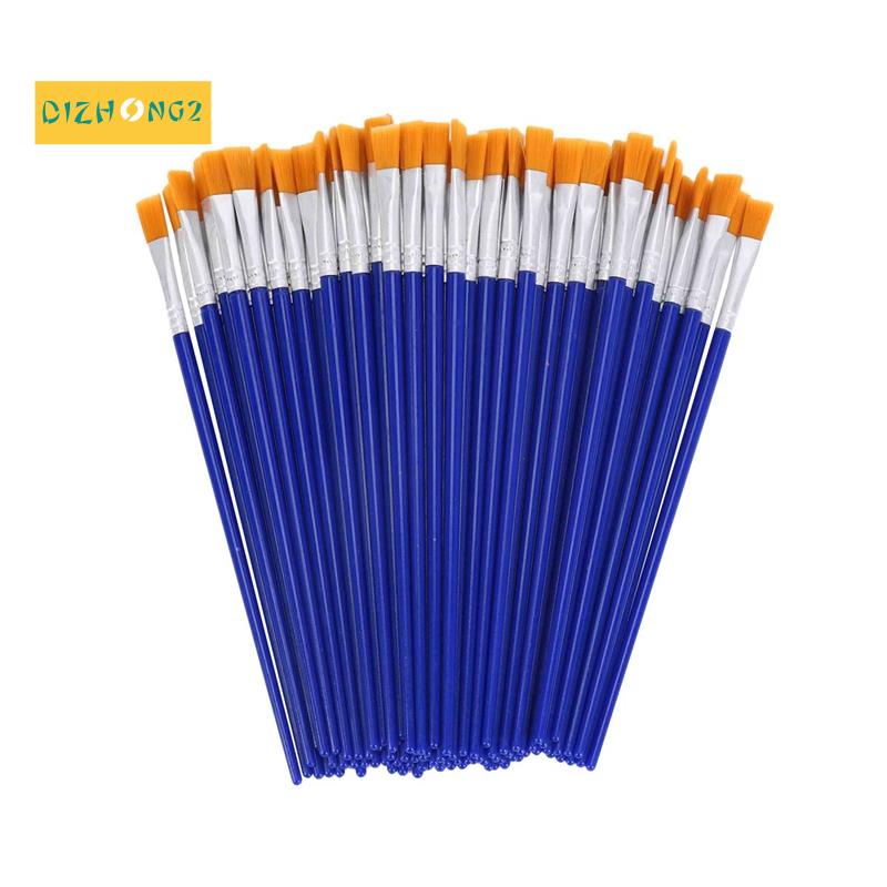 Set 100 Cọ Vẽ Tranh Màu Nước Acrylic Dầu Đầu Dẹt Cỡ Lớn Cho Trẻ Em / Người Lớn