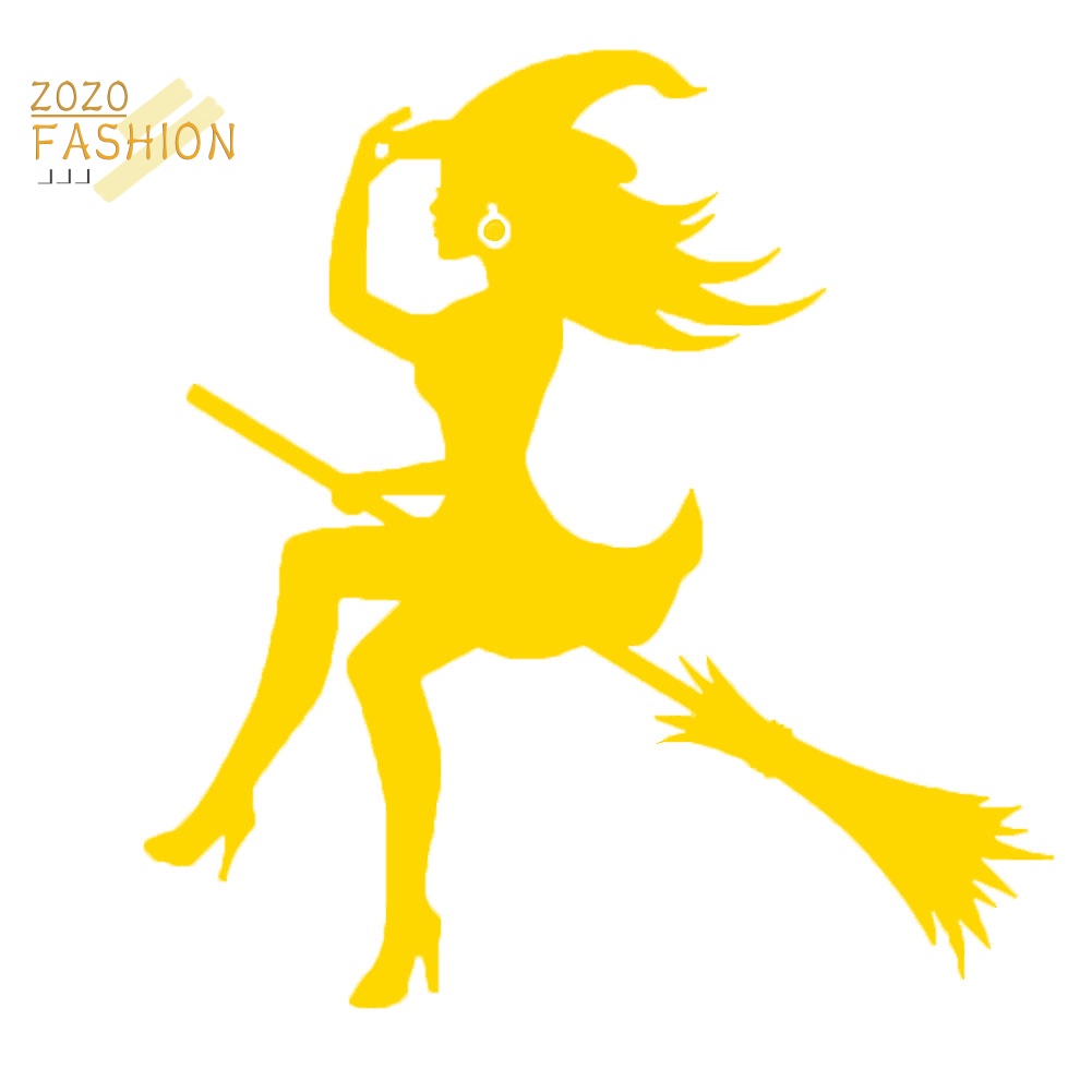 Miếng Dán Trang Trí Xe Hơi Họa Tiết Phù Thủy Và Chổi Phản Quang Vui Nhộn