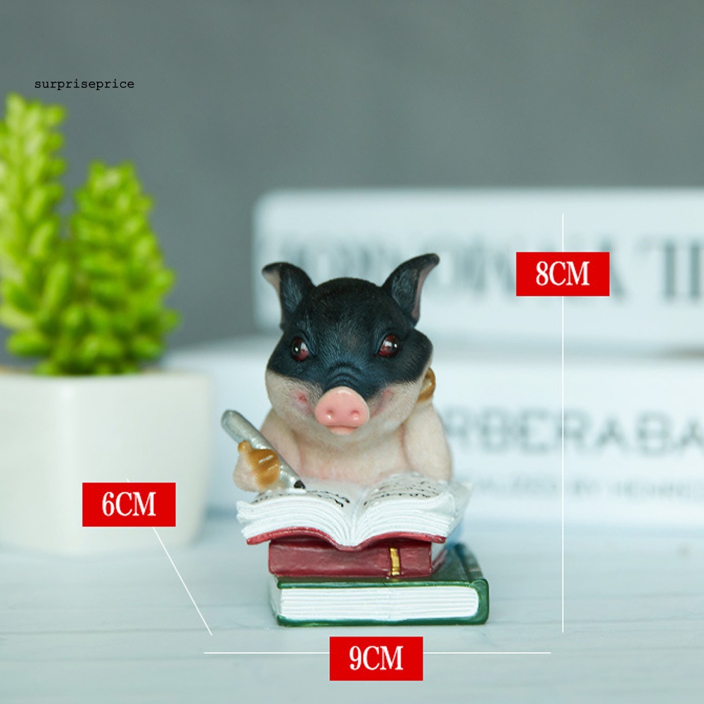 Spa Tượng Heo Đọc Sách Chuyển Động Bằng Nhựa Resin Thủ Công Để Bàn Trang Trí Nội Thấ